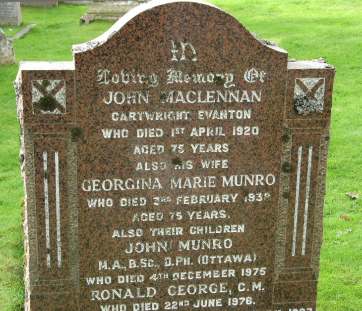 Photo of headstones/John MacLennan d1920 hdstn Kiltearn